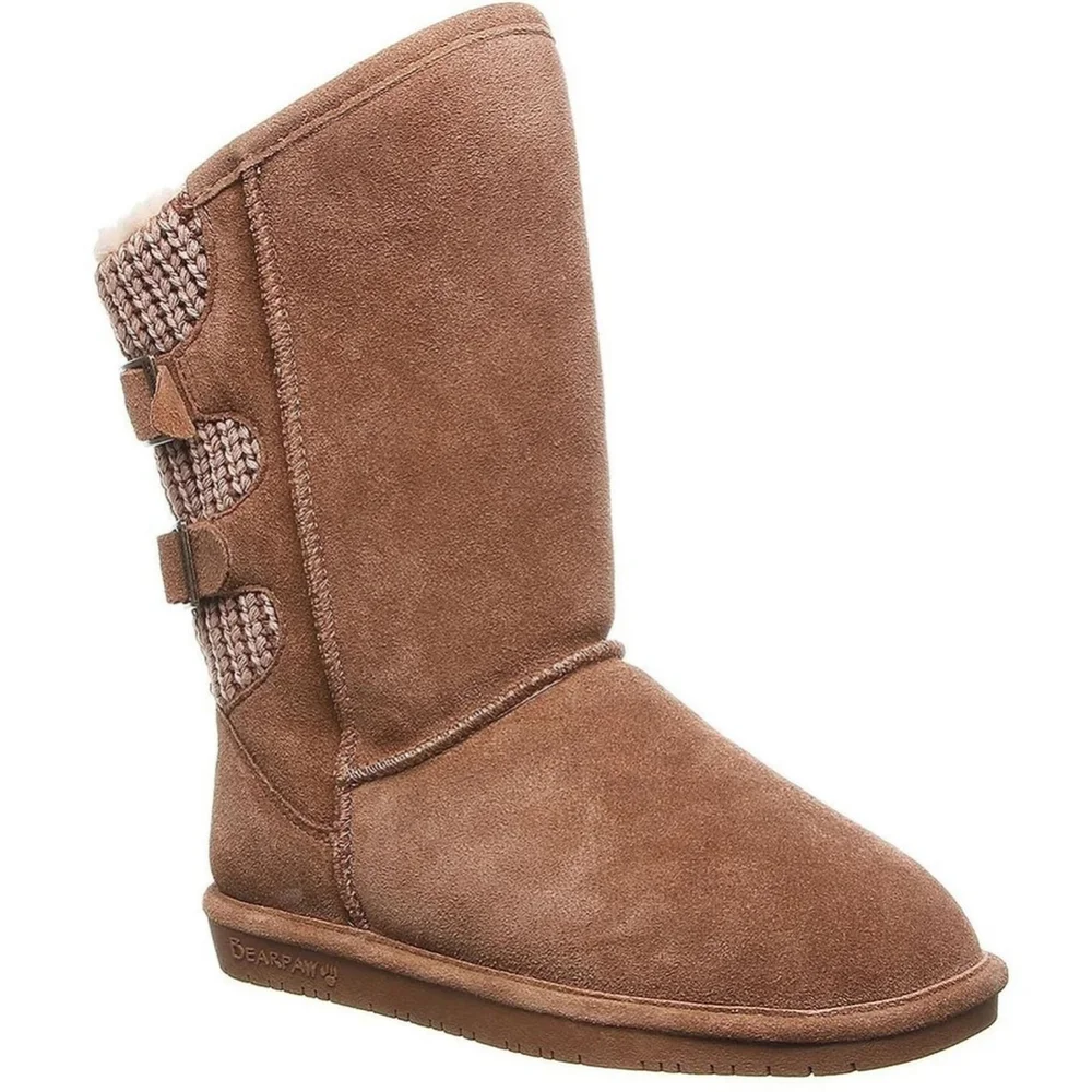 Bearpaw Classic Casual Cozy Fur Lined Leather Sweater Knit Winter Boots 7 WIDE